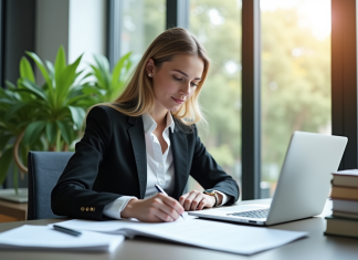 Protection juridique : quelles prestations sont couvertes ? Femme d'affaires confiante travaillant à un bureau lumineux