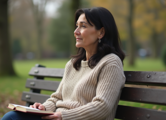 Gérer le manque d’une personne : conseils pratiques pour surmonter la solitude Femme assise sur un banc de parc au printemps
