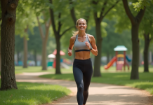 Marche sportive : Quel sport choisir pour varier les plaisirs ? Femme sportive marchant dans un parc ensoleille