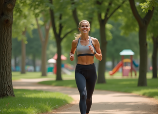 Marche sportive : Quel sport choisir pour varier les plaisirs ? Femme sportive marchant dans un parc ensoleille