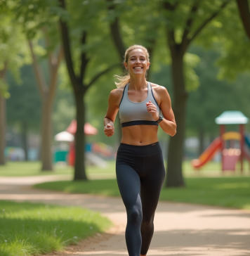 Marche sportive : Quel sport choisir pour varier les plaisirs ? Femme sportive marchant dans un parc ensoleille