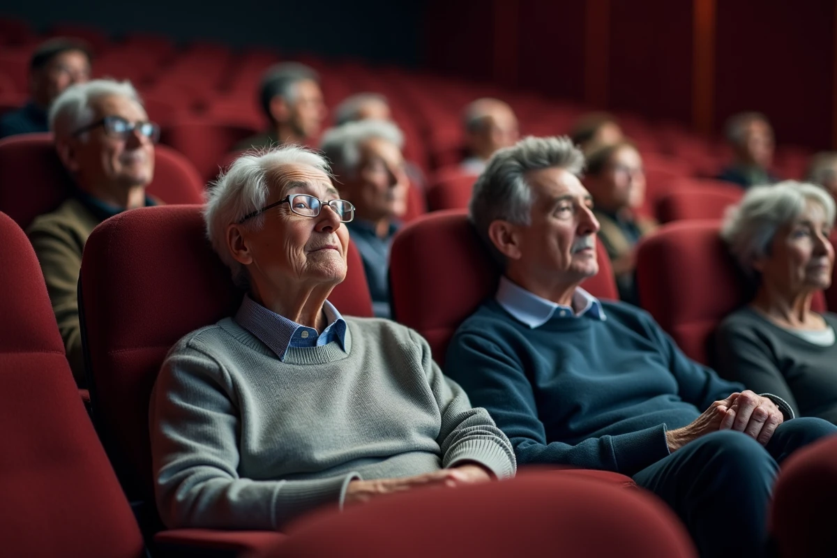 Groupe de seniors regardant un film dans un cinéma