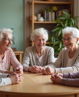 Groupe de seniors jouant à un jeu de société dans une salle chaleureuse