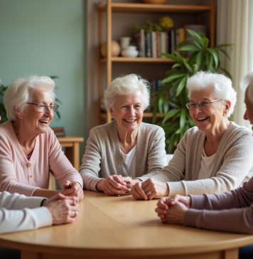 Groupe de seniors jouant à un jeu de société dans une salle chaleureuse