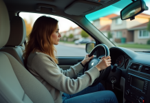 Conduite : Les principaux obstacles qui peuvent vous empêcher de prendre le volant Jeune femme anxieuse au volant d'une voiture en stationnement