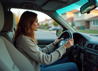 Conduite : Les principaux obstacles qui peuvent vous empêcher de prendre le volant Jeune femme anxieuse au volant d'une voiture en stationnement