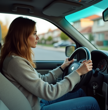 Conduite : Les principaux obstacles qui peuvent vous empêcher de prendre le volant Jeune femme anxieuse au volant d'une voiture en stationnement
