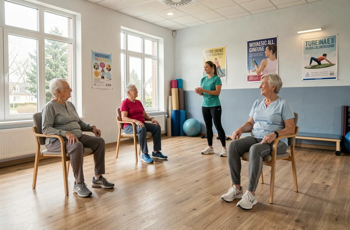 Séance de gym douce en groupe à la résidence autonomie Aurélie Leroy à Creil