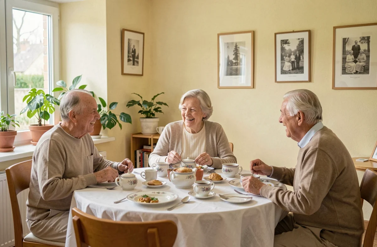 Résidents partageant un repas dans la salle à manger de la résidence autonomie Maurice Mignon à Montataire